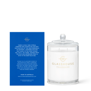 GLASSHOUSE CANDLE DIVING INTO CYPRUS 380G