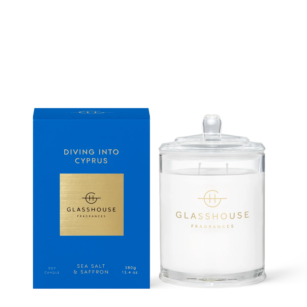 GLASSHOUSE CANDLE DIVING INTO CYPRUS 380G