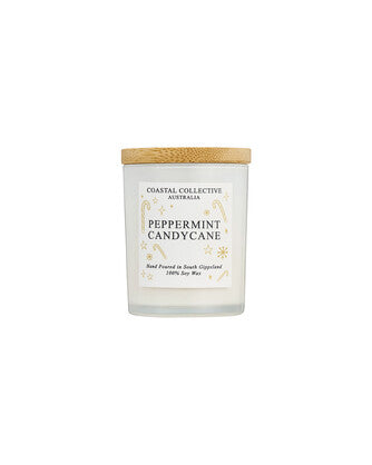 COASTAL COLLECTIVE CHRISTMAS PEPPERMINT CANDY CANE CANDLE SMALL