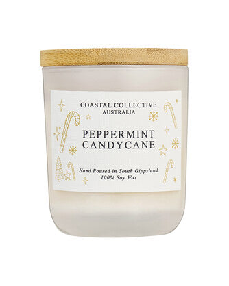 COASTAL COLLECTIVE CHRISTMAS PEPPERMINT CANDY CANE CANDLE large