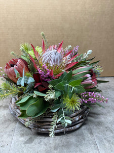 MOTHERS DAY WILDFLOWER ARRANGEMENT IN TWIG BASKET