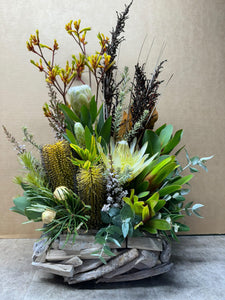 MOTHERS DAY WILDFLOWER ARRANGEMENT IN TWIG BASKET