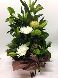Boxed Arrangement Whites and Greens - Flowers of Phillip Island