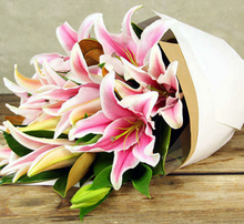 Oriental Lillies with Glasshouse Candle - Flowers of Phillip Island